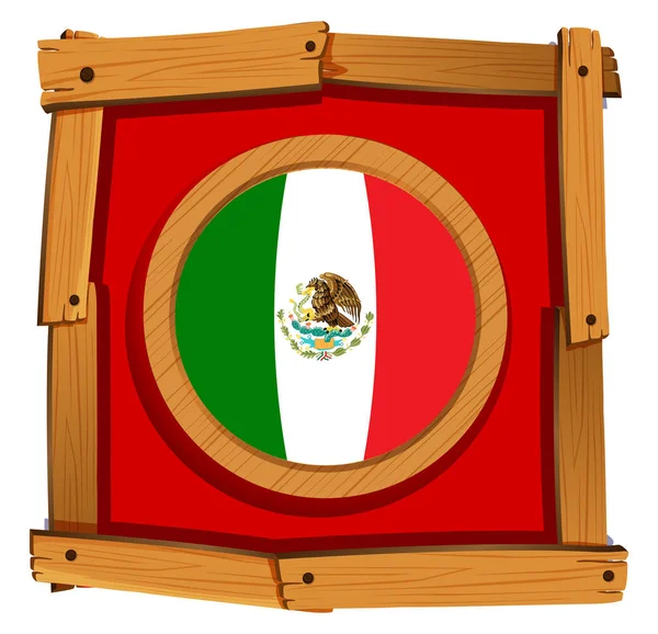 Mexico flag on round badge — Stock Vector