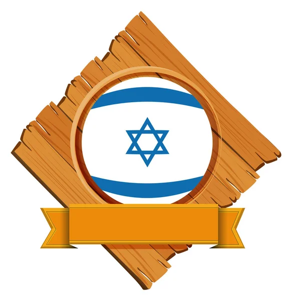 Israel flag on wooden board with banner — Stock Vector