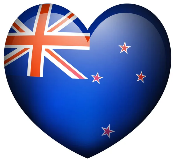 New Zealand flag in heart shape — Stock Vector