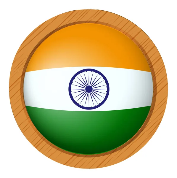 India-vlag op de ronde knop — Stockvector