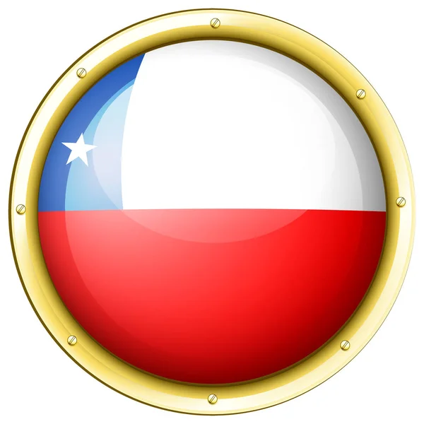 Chile flag on round badge — Stock Vector