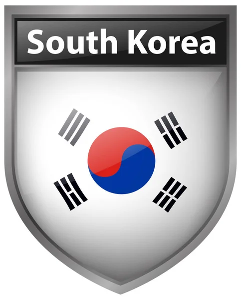 South Korea flag on badge design — Stock Vector