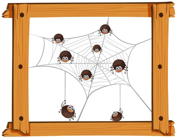 Muchas arañas en la web — Vector de stock