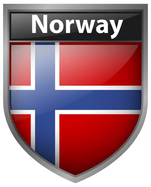 Norway flag on badge design — Stock Vector