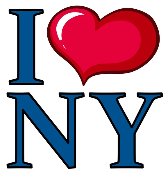 I love New York poster design with big heart — Stock Vector