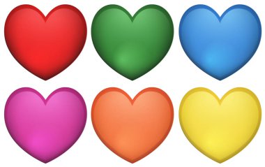 Birçok renklerde kalp şeklinin simgesi tasarım
