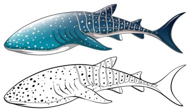 Katil balina hayvan anahat doodle