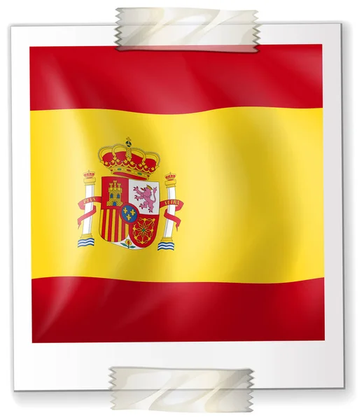 Bandera de España sobre papel cuadrado — Vector de stock