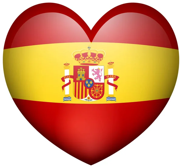 Icona a forma di cuore per la bandiera spagnola — Vettoriale Stock