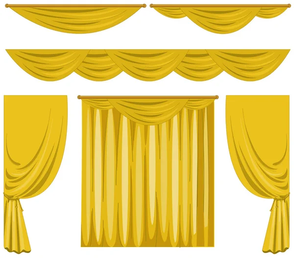 Different pattern of yellow curtains — Stock Vector