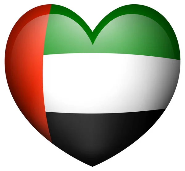 Arab Emirates flag in heart shape icon — Stock Vector