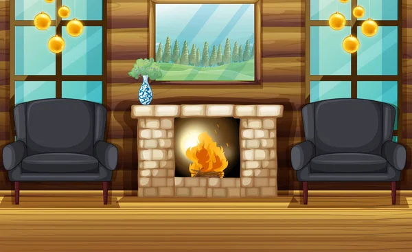 Un gato durmiendo encima de la mesa junto a la chimenea vector, gráfico