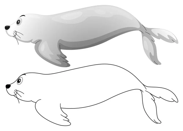 Doodle caractère animal pour phoque — Image vectorielle
