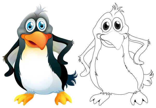 Doodle carattere animale per pinguino — Vettoriale Stock