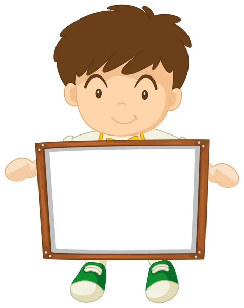 Boy holding white board — Stock Vector