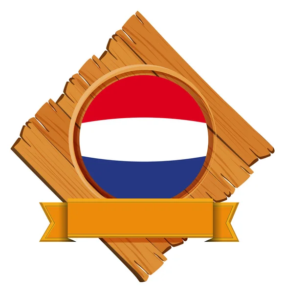 Round icon for Netherlands with banner — Stock Vector