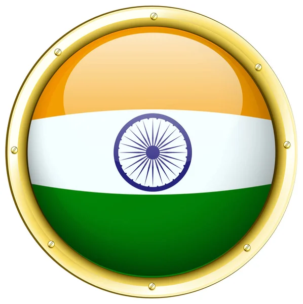 Ícone redondo para bandeira da Índia — Vetor de Stock