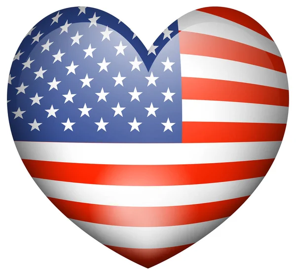 Icona design per bandiera d'America a forma di cuore — Vettoriale Stock