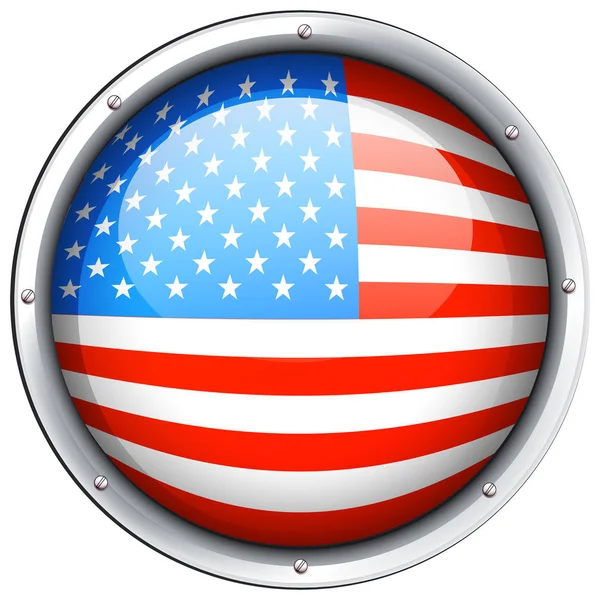 Round icon for flag of America — Stock Vector