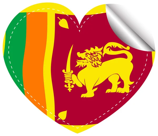 Icon design for flag of Sri Lanka in heart shape — Stock Vector