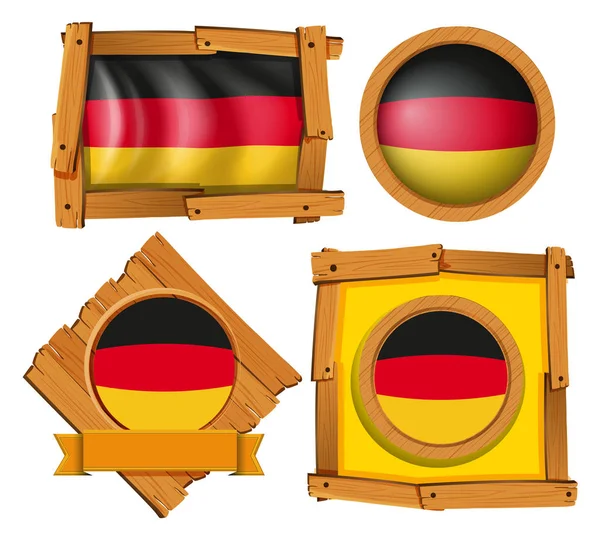 Icône design pour drapeau de l'Allemagne dans différents cadres — Image vectorielle