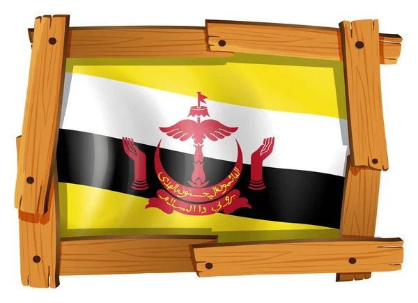 Bandeira de Brunei em moldura de madeira — Vetor de Stock