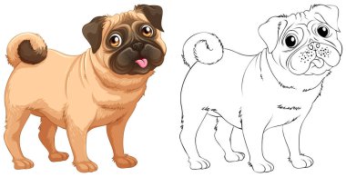 Küçük pug köpek için hayvan anahat
