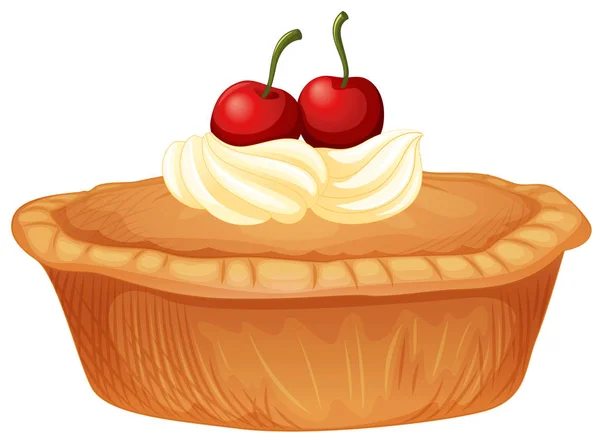 Cherry pie met room en verse kersen — Stockvector