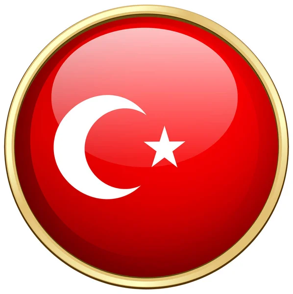 Bendera Turki pada lencana bulat - Stok Vektor