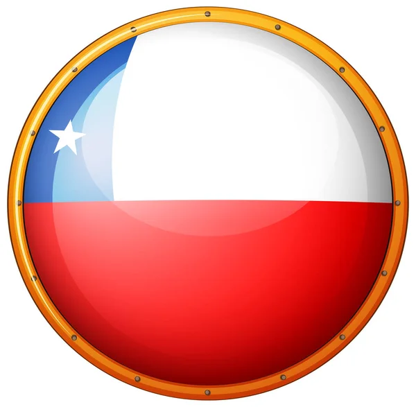 Bandiera del Cile sul distintivo rotondo — Vettoriale Stock