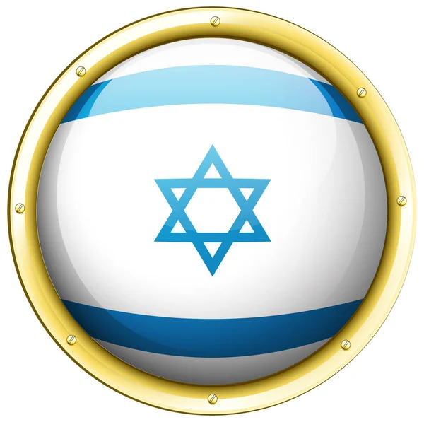 Bandeira de Israel em crachá redondo — Vetor de Stock