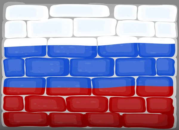 Bandeira da Rússia pintada em parede de tijolo —  Vetores de Stock