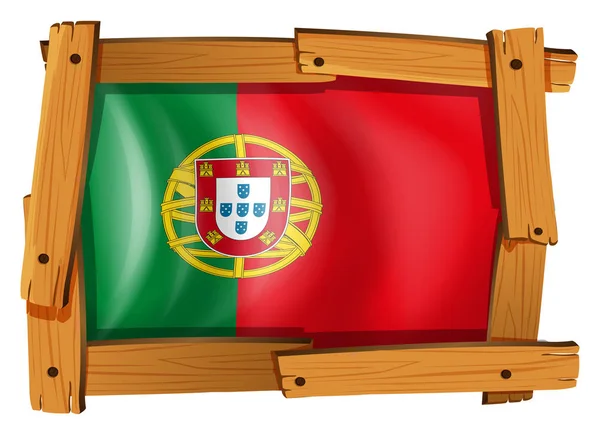 Flag of Portugal on wooden frame — Stock Vector