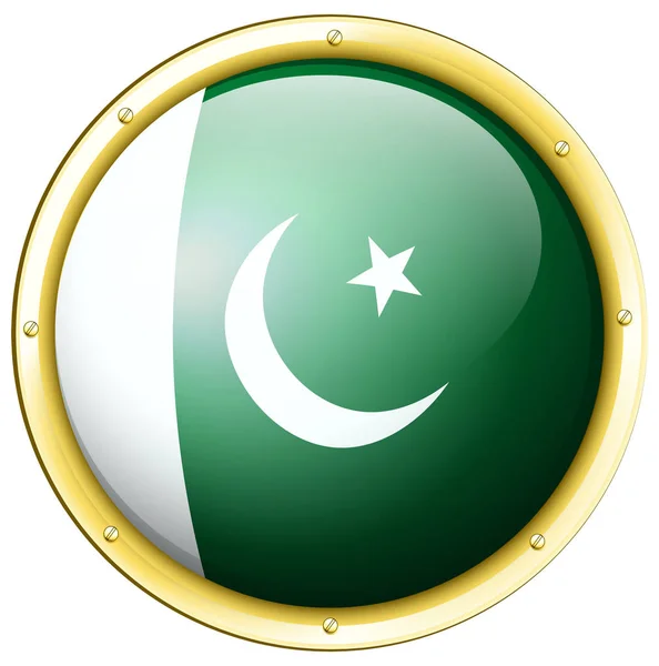 Bandera de Pakistán en placa redonda — Vector de stock