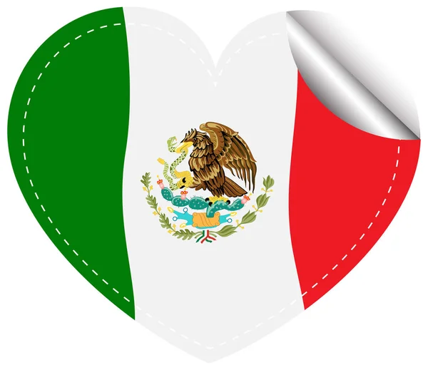 Drapeau du Mexique en forme de coeur — Image vectorielle