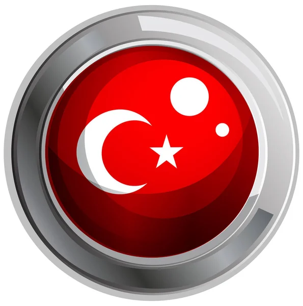 Bandera de Turquía en placa redonda — Vector de stock