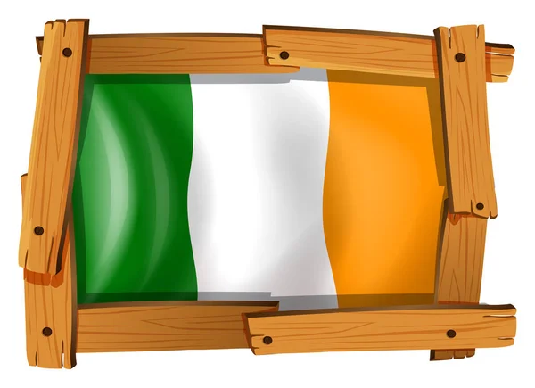 Vlag van Ierland in houten frame — Stockvector