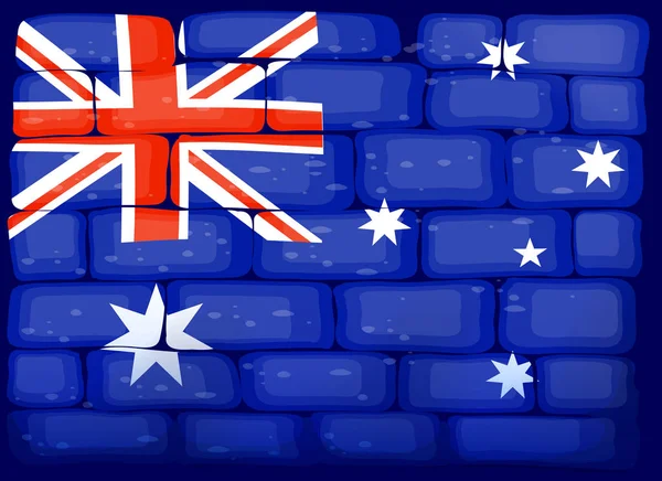 Flag of Australia painted on wall — Stock Vector