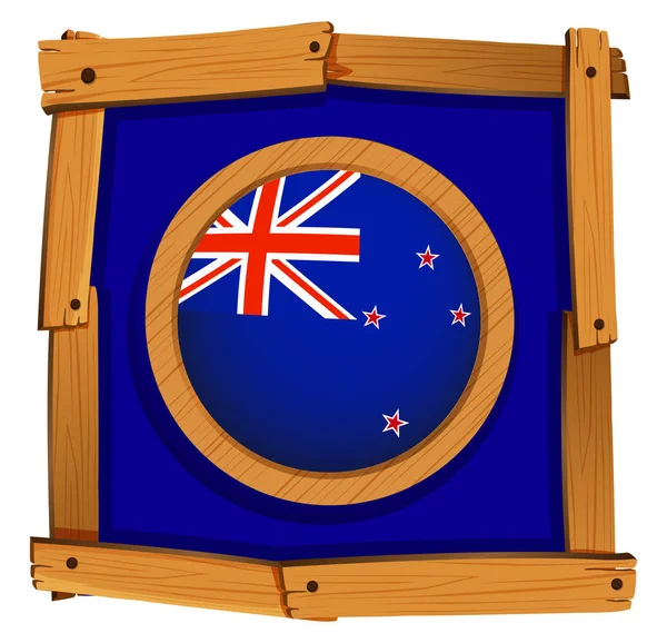 Nya Zeelands flagga på träram — Stock vektor