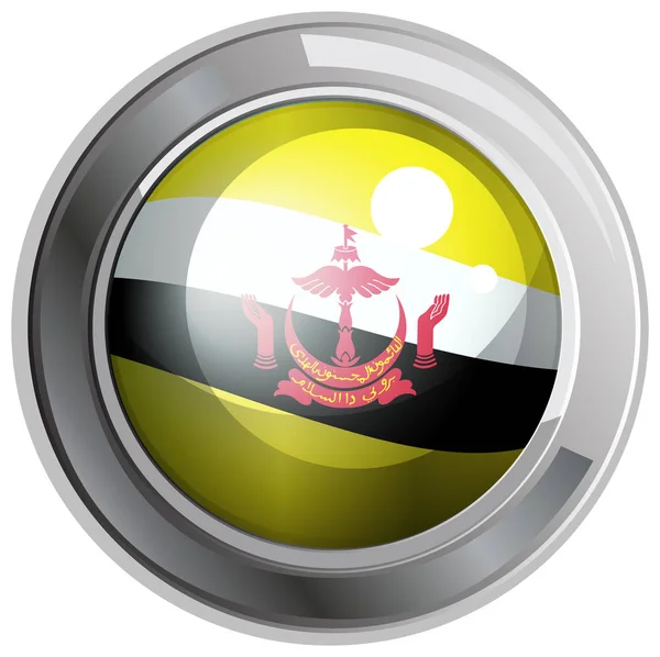 Vlag van Brunei op ronde frame — Stockvector