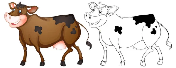 Esbozo animal para vaca feliz — Vector de stock