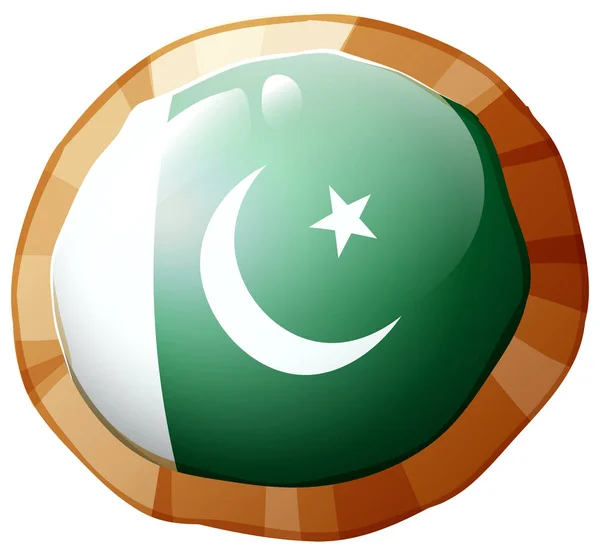 Bandiera del Pakistan su cornice rotonda — Vettoriale Stock