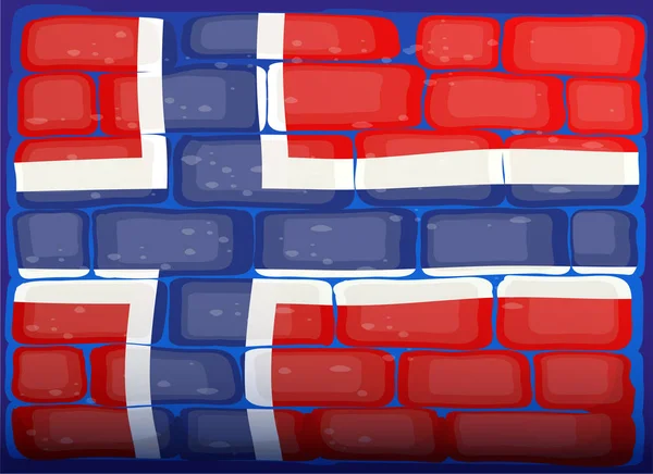 नॉर्वेचे ध्वज ब्रिकवॉलवर पेंट केले — स्टॉक व्हेक्टर