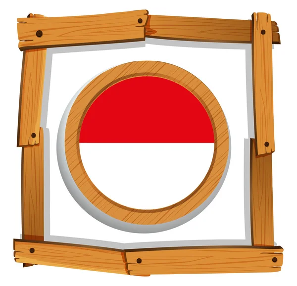 Bendera Indonesia pada bingkai bundar - Stok Vektor