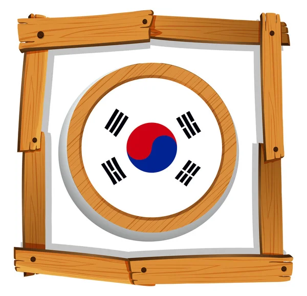 South Korean flag in round frame — Stock Vector