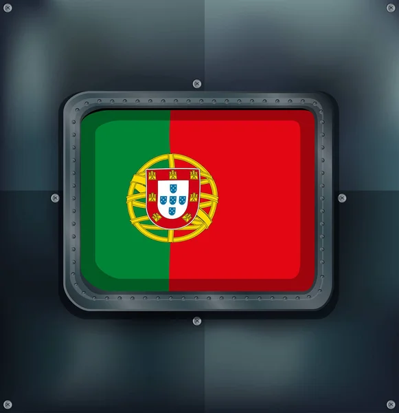 葡萄牙国旗上金属背景 — 图库矢量图片