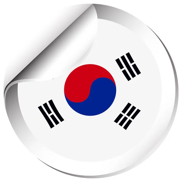 Diseño de etiqueta engomada para la bandera de Corea del Sur — Vector de stock