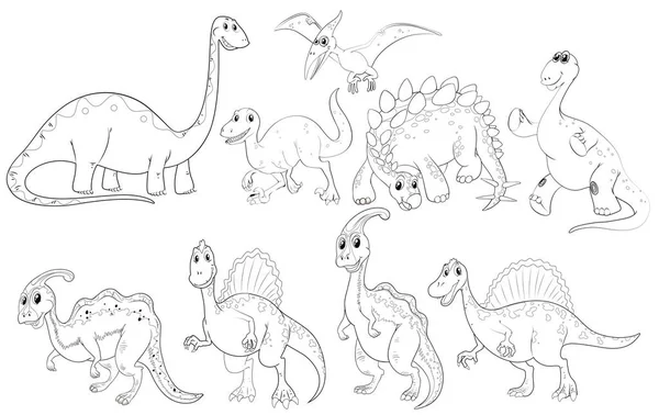 Different types of dinosaurs — Stock Vector