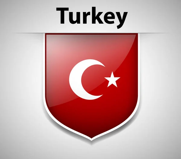 トルコ国旗のバッジ デザイン — ストックベクタ