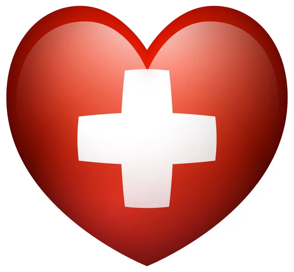 Flag of Switzerland in heart shape — Stock Vector